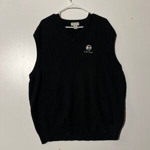 Pebble Beach Classic Mens 2XL Black Supima Cotton Cable Knit V-Neck Sweater Vest